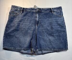 Ava & Viv Women’s Midi Denim Shorts Size 24 Blue High Rise Plus Casual